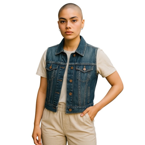 Levi's Jackets & Blazers - Levis Jean Jacket Denim Trucker Vest Small 90s Boho Indie Festival Cowgirl Y2K